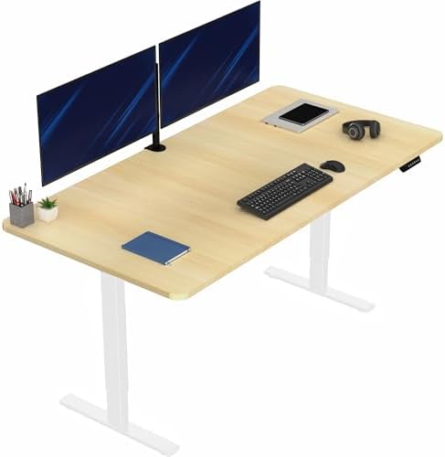  VIVO DESK-KIT-1B7B-36 - Escritorio eléctrico de pie de 71 x 36 pulgadas, ajuste de altura de memoria, serie 1B, marco negro con parte superior negra
