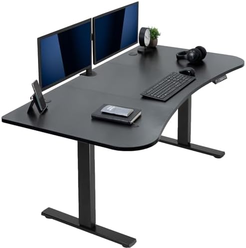 VIVO DESK-KIT-1B7B-36 - Escritorio eléctrico de pie de 71 x 36 pulgadas, ajuste de altura de memoria, serie 1B, marco negro con parte superior negra