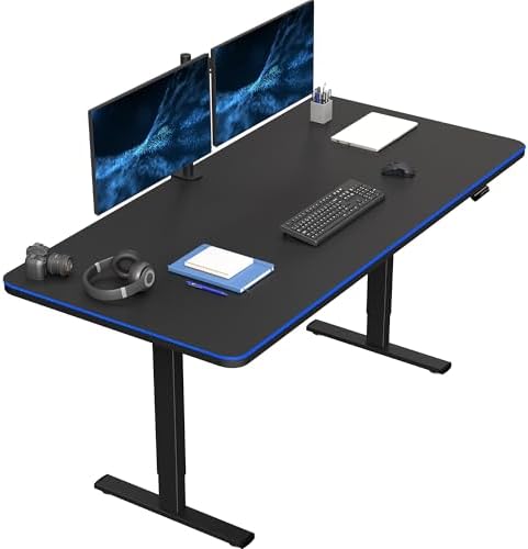  VIVO DESK-KIT-1B7B-36 - Escritorio eléctrico de pie de 71 x 36 pulgadas, ajuste de altura de memoria, serie 1B, marco negro con parte superior negra