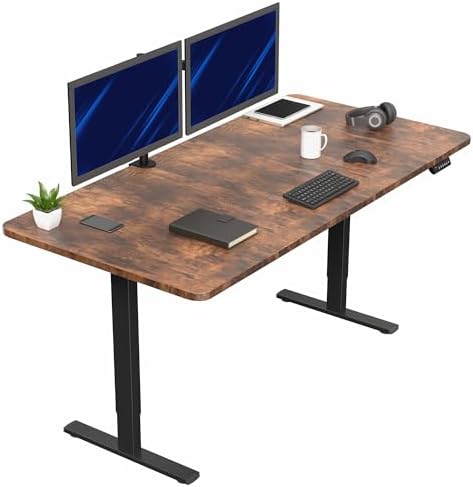  VIVO DESK-KIT-1B7B-36 - Escritorio eléctrico de pie de 71 x 36 pulgadas, ajuste de altura de memoria, serie 1B, marco negro con parte superior negra