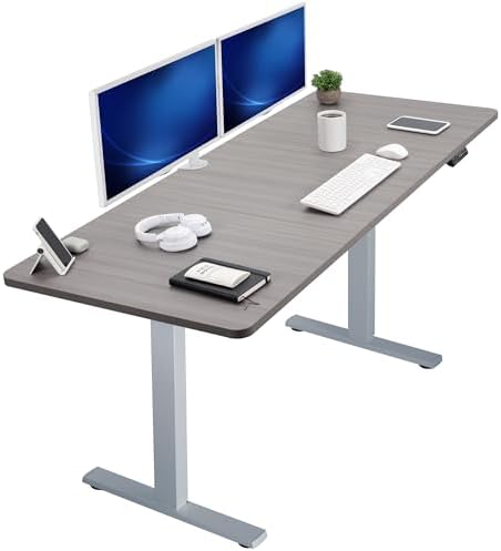  VIVO DESK-KIT-1B7B-36 - Escritorio eléctrico de pie de 71 x 36 pulgadas, ajuste de altura de memoria, serie 1B, marco negro con parte superior negra