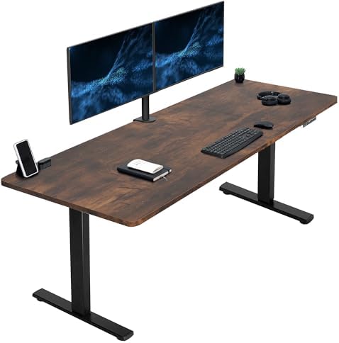  VIVO DESK-KIT-1B7B-36 - Escritorio eléctrico de pie de 71 x 36 pulgadas, ajuste de altura de memoria, serie 1B, marco negro con parte superior negra