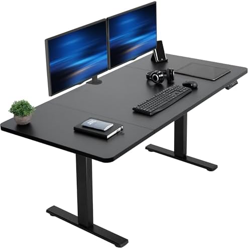 VIVO DESK-KIT-1B7B-36 - Escritorio eléctrico de pie de 71 x 36 pulgadas, ajuste de altura de memoria, serie 1B, marco negro con parte superior negra