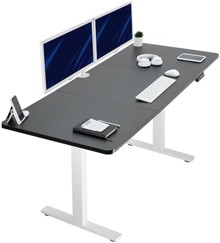  VIVO DESK-KIT-1B7B-36 - Escritorio eléctrico de pie de 71 x 36 pulgadas, ajuste de altura de memoria, serie 1B, marco negro con parte superior negra