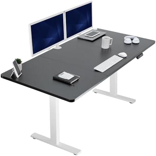  VIVO DESK-KIT-1B7B-36 - Escritorio eléctrico de pie de 71 x 36 pulgadas, ajuste de altura de memoria, serie 1B, marco negro con parte superior negra