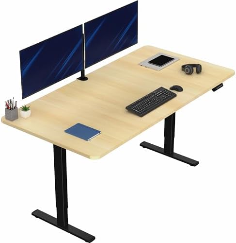  VIVO DESK-KIT-1B7B-36 - Escritorio eléctrico de pie de 71 x 36 pulgadas, ajuste de altura de memoria, serie 1B, marco negro con parte superior negra