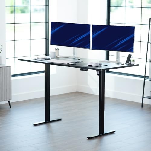  VIVO DESK-KIT-1B7B-36 - Escritorio eléctrico de pie de 71 x 36 pulgadas, ajuste de altura de memoria, serie 1B, marco negro con parte superior negra