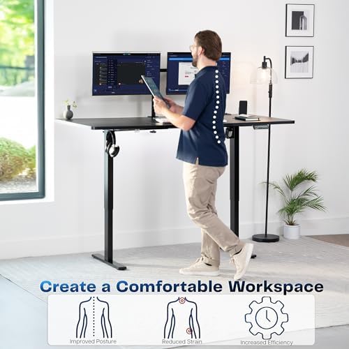  VIVO DESK-KIT-1B7B-36 - Escritorio eléctrico de pie de 71 x 36 pulgadas, ajuste de altura de memoria, serie 1B, marco negro con parte superior negra