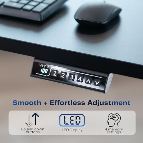  VIVO DESK-KIT-1B7B-36 - Escritorio eléctrico de pie de 71 x 36 pulgadas, ajuste de altura de memoria, serie 1B, marco negro con parte superior negra