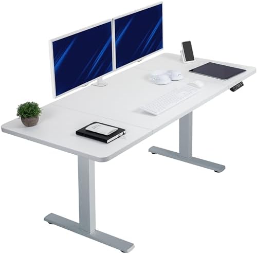  VIVO DESK-KIT-1B7B-36 - Escritorio eléctrico de pie de 71 x 36 pulgadas, ajuste de altura de memoria, serie 1B, marco negro con parte superior negra