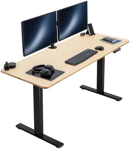  VIVO DESK-KIT-1B7B-36 - Escritorio eléctrico de pie de 71 x 36 pulgadas, ajuste de altura de memoria, serie 1B, marco negro con parte superior negra