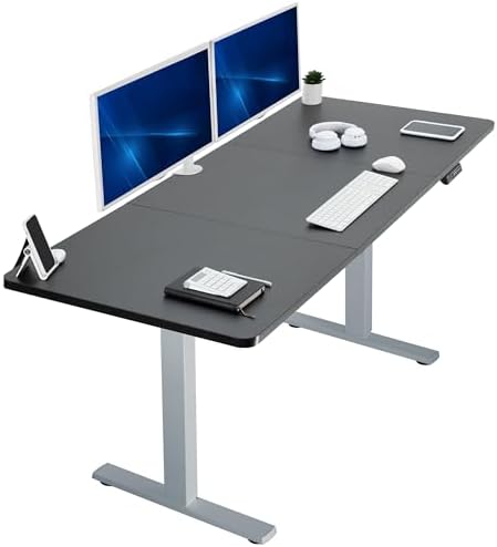  VIVO DESK-KIT-1B7B-36 - Escritorio eléctrico de pie de 71 x 36 pulgadas, ajuste de altura de memoria, serie 1B, marco negro con parte superior negra