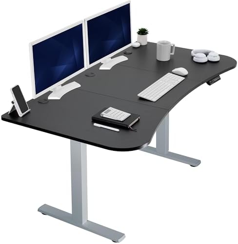  VIVO DESK-KIT-1B7B-36 - Escritorio eléctrico de pie de 71 x 36 pulgadas, ajuste de altura de memoria, serie 1B, marco negro con parte superior negra