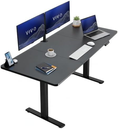  VIVO DESK-KIT-1B7B-36 - Escritorio eléctrico de pie de 71 x 36 pulgadas, ajuste de altura de memoria, serie 1B, marco negro con parte superior negra