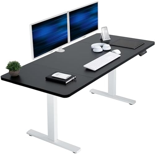  VIVO DESK-KIT-1B7B-36 - Escritorio eléctrico de pie de 71 x 36 pulgadas, ajuste de altura de memoria, serie 1B, marco negro con parte superior negra