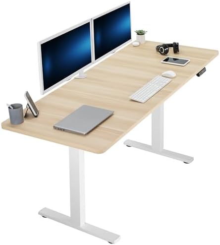  VIVO DESK-KIT-1B7B-36 - Escritorio eléctrico de pie de 71 x 36 pulgadas, ajuste de altura de memoria, serie 1B, marco negro con parte superior negra