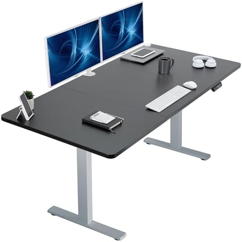  VIVO DESK-KIT-1B7B-36 - Escritorio eléctrico de pie de 71 x 36 pulgadas, ajuste de altura de memoria, serie 1B, marco negro con parte superior negra