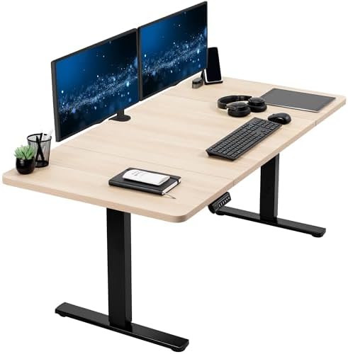  VIVO DESK-KIT-1B7B-36 - Escritorio eléctrico de pie de 71 x 36 pulgadas, ajuste de altura de memoria, serie 1B, marco negro con parte superior negra