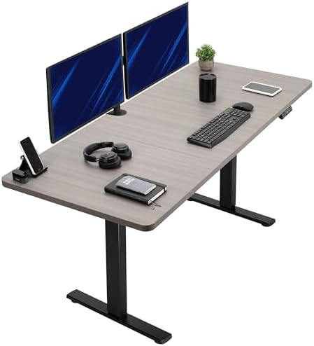  VIVO DESK-KIT-1B7B-36 - Escritorio eléctrico de pie de 71 x 36 pulgadas, ajuste de altura de memoria, serie 1B, marco negro con parte superior negra