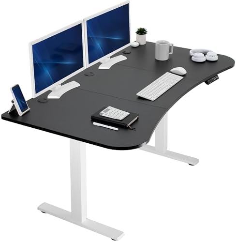  VIVO DESK-KIT-1B7B-36 - Escritorio eléctrico de pie de 71 x 36 pulgadas, ajuste de altura de memoria, serie 1B, marco negro con parte superior negra