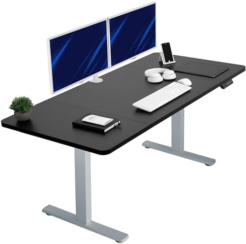 VIVO DESK-KIT-1B7B-36 - Escritorio eléctrico de pie de 71 x 36 pulgadas, ajuste de altura de memoria, serie 1B, marco negro con parte superior negra