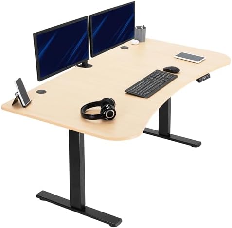  VIVO DESK-KIT-1B7B-36 - Escritorio eléctrico de pie de 71 x 36 pulgadas, ajuste de altura de memoria, serie 1B, marco negro con parte superior negra