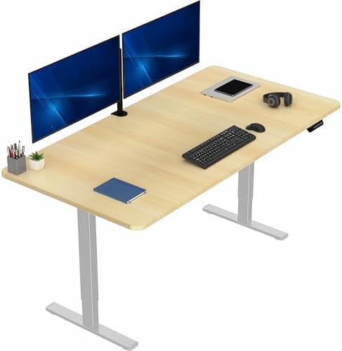  VIVO DESK-KIT-1B7B-36 - Escritorio eléctrico de pie de 71 x 36 pulgadas, ajuste de altura de memoria, serie 1B, marco negro con parte superior negra