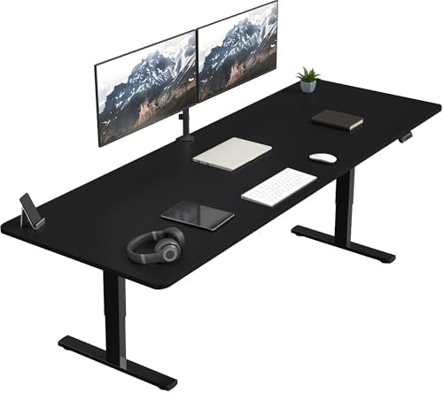  VIVO DESK-KIT-1B7B-36 - Escritorio eléctrico de pie de 71 x 36 pulgadas, ajuste de altura de memoria, serie 1B, marco negro con parte superior negra
