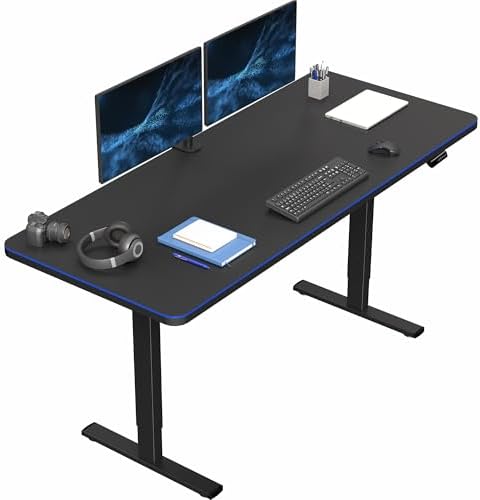  VIVO DESK-KIT-1B7B-36 - Escritorio eléctrico de pie de 71 x 36 pulgadas, ajuste de altura de memoria, serie 1B, marco negro con parte superior negra