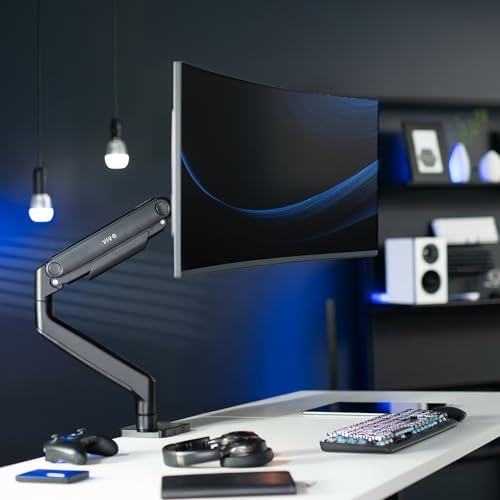 VIVO Heavy Duty Aluminum Ultrawide Monitor Tension Arm for up to 49 inch Screens  Holds 44 lbs  Premium Desk Mount Stand Designed for Samsung Odyssey G9 and More  Black  STAND V101V