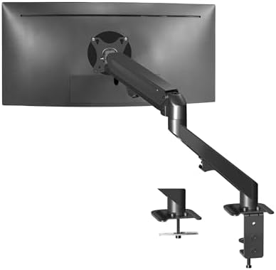 VIVO - Brazo de resorte neumático articulado negro, con abrazadera para soporte de escritorio | Se adapta a pantallas de monitor de 17 a 27" con Max VESA 100x100