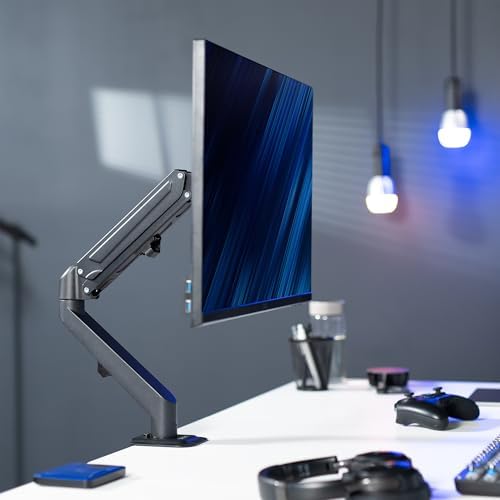VIVO - Brazo de resorte neumático articulado negro, con abrazadera para soporte de escritorio | Se adapta a pantallas de monitor de 17 a 27" con Max VESA 100x100