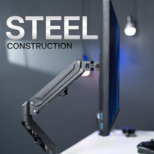 VIVO - Brazo de resorte neumático articulado negro, con abrazadera para soporte de escritorio | Se adapta a pantallas de monitor de 17 a 27" con Max VESA 100x100
