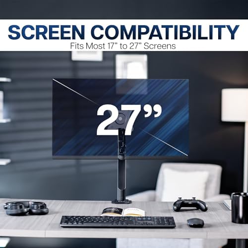 VIVO - Brazo de resorte neumático articulado negro, con abrazadera para soporte de escritorio | Se adapta a pantallas de monitor de 17 a 27" con Max VESA 100x100