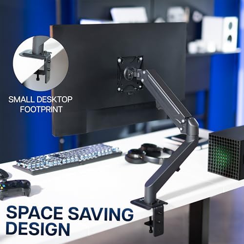 VIVO - Brazo de resorte neumático articulado negro, con abrazadera para soporte de escritorio | Se adapta a pantallas de monitor de 17 a 27" con Max VESA 100x100