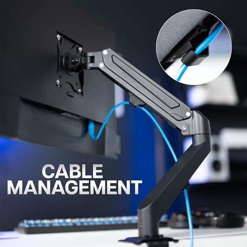 VIVO - Brazo de resorte neumático articulado negro, con abrazadera para soporte de escritorio | Se adapta a pantallas de monitor de 17 a 27" con Max VESA 100x100