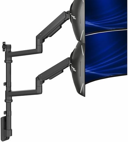 VIVO Pneumatic Arm Dual Ultrawide Monitor Wall Mount for Up to 49 inch Screens  Holds 2 Ultra Wides Up to 33 5 lbs Each  Black  MOUNT V120K