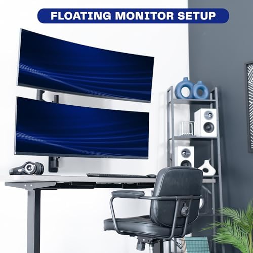 VIVO Pneumatic Arm Dual Ultrawide Monitor Wall Mount for Up to 49 inch Screens  Holds 2 Ultra Wides Up to 33 5 lbs Each  Black  MOUNT V120K