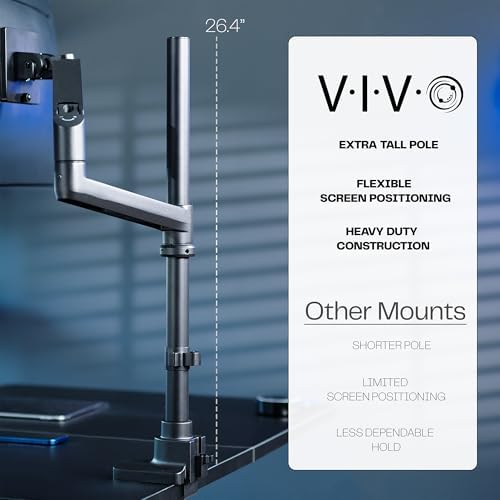 VIVO Pneumatic Arm Dual Ultrawide Monitor Wall Mount for Up to 49 inch Screens  Holds 2 Ultra Wides Up to 33 5 lbs Each  Black  MOUNT V120K