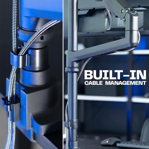 VIVO Pneumatic Arm Dual Ultrawide Monitor Wall Mount for Up to 49 inch Screens  Holds 2 Ultra Wides Up to 33 5 lbs Each  Black  MOUNT V120K