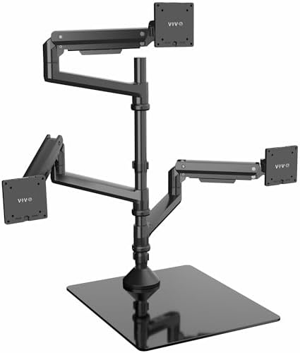 VIVO Pneumatic Arm Dual Ultrawide Monitor Wall Mount for Up to 49 inch Screens  Holds 2 Ultra Wides Up to 33 5 lbs Each  Black  MOUNT V120K