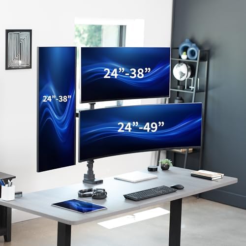 VIVO Pneumatic Arm Dual Ultrawide Monitor Wall Mount for Up to 49 inch Screens  Holds 2 Ultra Wides Up to 33 5 lbs Each  Black  MOUNT V120K