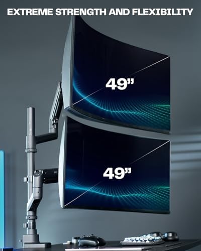 VIVO Pneumatic Arm Dual Ultrawide Monitor Wall Mount for Up to 49 inch Screens  Holds 2 Ultra Wides Up to 33 5 lbs Each  Black  MOUNT V120K