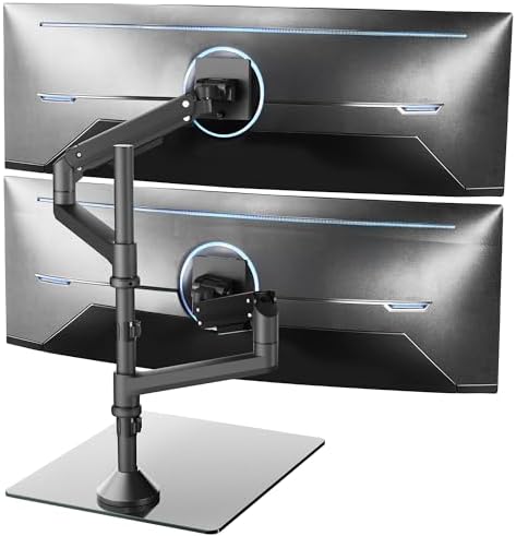 VIVO Pneumatic Arm Dual Ultrawide Monitor Wall Mount for Up to 49 inch Screens  Holds 2 Ultra Wides Up to 33 5 lbs Each  Black  MOUNT V120K