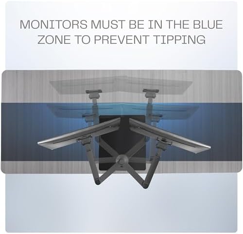 VIVO Pneumatic Arm Dual Ultrawide Monitor Wall Mount for Up to 49 inch Screens  Holds 2 Ultra Wides Up to 33 5 lbs Each  Black  MOUNT V120K