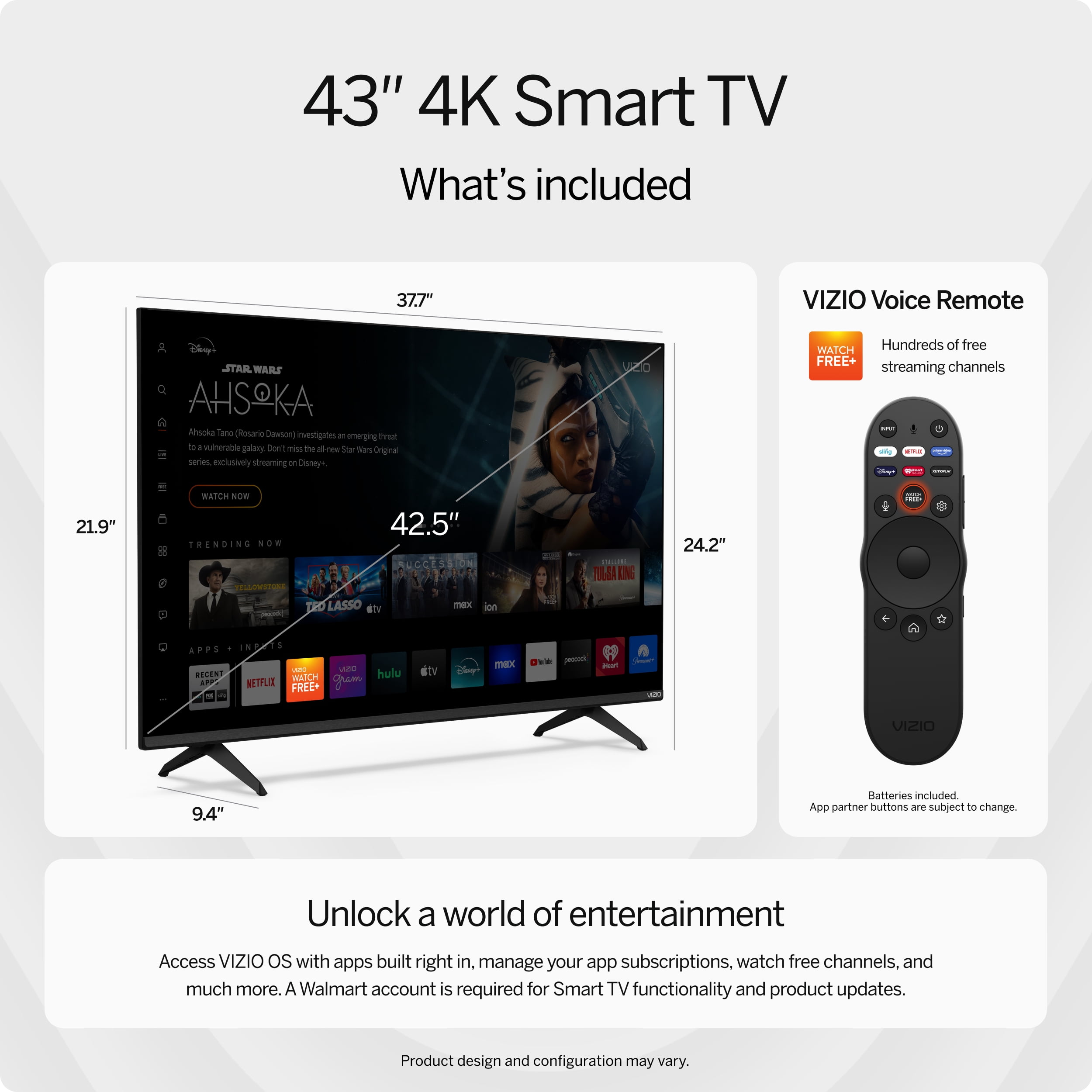 VIZIO 43" Class 4K LED HDR Smart TV  V4K43M 08 