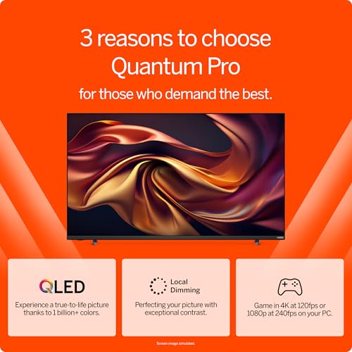 VIZIO Smart TV Quantum Pro 4K 120Hz QLED HDR10+ de 50 pulgadas con Dolby Vision, Active Full Array, 240Hz @ 1080p PC Gaming, WiFi 6E, Apple AirPlay, Chromecast integrado, M50QXM-K01, modelo 2023