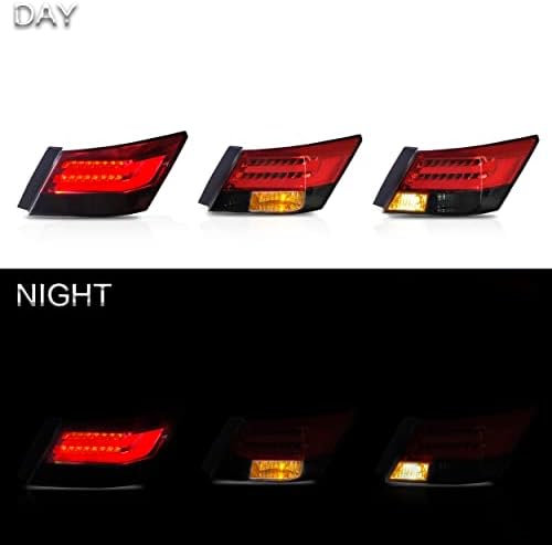 VLAND Tail lights Assembly Fit for 2008 2013 Honda Accord  Taill Lamp assembly with Turn Signal  Reverse Lights  LED DRL light  Plug and play Red & Smoked