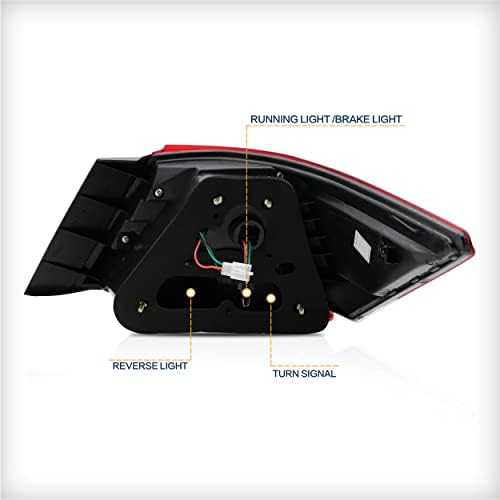 VLAND Tail lights Assembly Fit for 2008 2013 Honda Accord  Taill Lamp assembly with Turn Signal  Reverse Lights  LED DRL light  Plug and play Red & Smoked