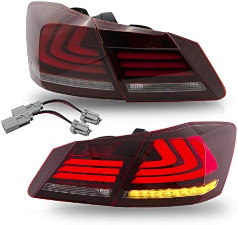 VLAND Tail lights Assembly Fit for 2008 2013 Honda Accord  Taill Lamp assembly with Turn Signal  Reverse Lights  LED DRL light  Plug and play Red & Smoked